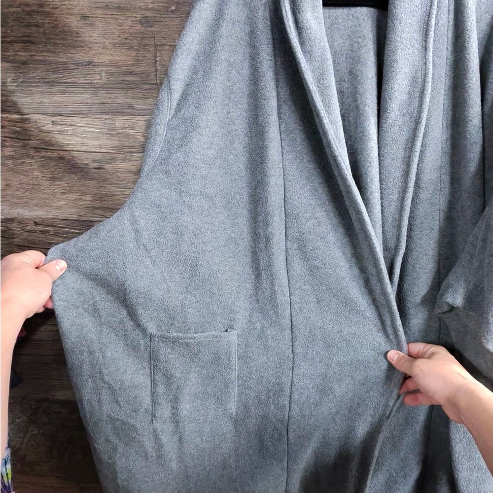 Woman Within Gray Fleece Open Front Cardigan size 6X Plus - Picture 11 of 12
